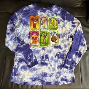 Disney Coco Loteria Long Sleeve Shirt Tie Dye Unisex/Men’s Fit Sizes M or L NWT
